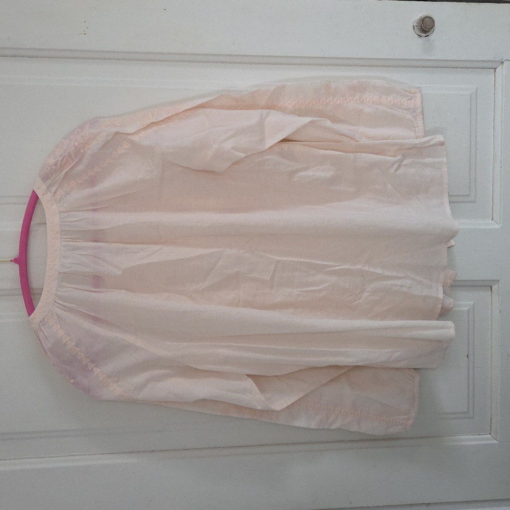 J. Jill Pale Blush Embroidered Button-Front Peasant Blouse - Picture 9 of 10